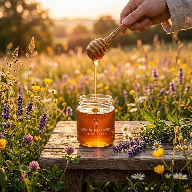 Miel de abeja vertiéndose